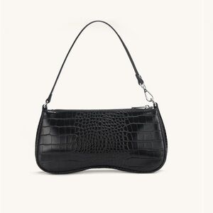 JW PEI Black Croc-Embossed Shoulder Bag